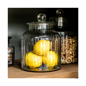 Pot de stockage en verre nervuré produit à la main exquis de haute qualité durable classique de l'Inde - Product Image 5