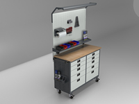 Banc de travail mobile robuste en fer avec panneau perforé et tiroirs Detay DT-15-6005 OEM |   Armoire de rangement pour outils industriels, 10 tiroirs