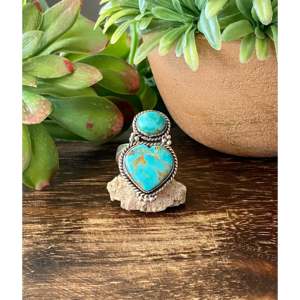 Handmade Kingman Turquoise <b>Sterling</b> <b>Silver</b> <b>Adjustable</b> Gemstone <b>Ring</b> - Product Image 1