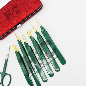 Pince à cils en acier inoxydable doré pince à épiler extension de cils vison nouveau logo de maison durable emballage maquillage - Product Image 1