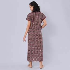 Camisón Largo Evolve para Mujer, 100% Algodón Estampado, Súper Cómodo, Cintura Elástica, Manga Media, ODM - Product Image 3