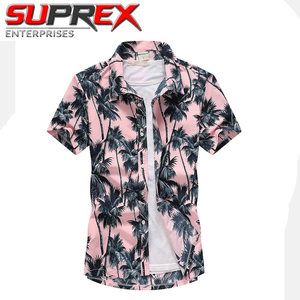 Chemise décontractée légère pour homme à manches courtes, coupe ample, en sergé tricoté, à double boutonnage, imprimé floral hawaïen tropical, idéale pour l'été et la plage - Product Image 2