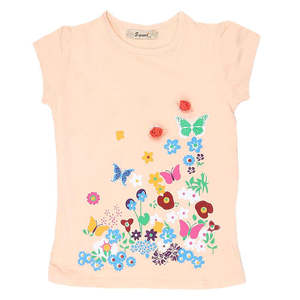 Camiseta elegante de media manga para niñas - Melocotón - Product Image 1