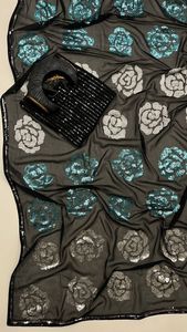 Nouvelle tenue de soirée GEORGETTE avec broderie multi-séquence, sari de travail avec BLOUSE de travail, vêtements de fête, sari de mariage - Product Image 6