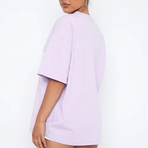 เสื้อยืดสตรีทแวร์เฮฟวี่เวทออกแบบได้ตามต้องการเสื้อยืดผ้าฝ้ายระบายอากาศเปิดไหล่ตกสำหรับผู้หญิงเสื้อยืดโอเวอร์ไซส์พิมพ์ลายว่างเปล่า - Product Image 6