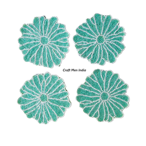 Luxurious Table Mats & Pads Tribal Glass <b>Beaded</b> Leaf Linen Rounded <b>Beaded</b> Coaster Beads <b>Placemat</b> & Coasters - Product Image 4