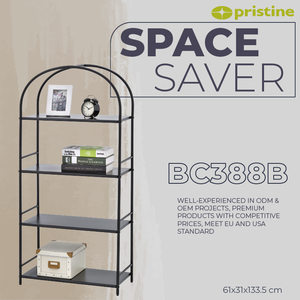 Estante de Almacenamiento Metálico de 4 Niveles con Parte Superior Arqueada, Organizador Independiente para Baño, Armario, Diseño que Ahorra Espacio - Product Image 6