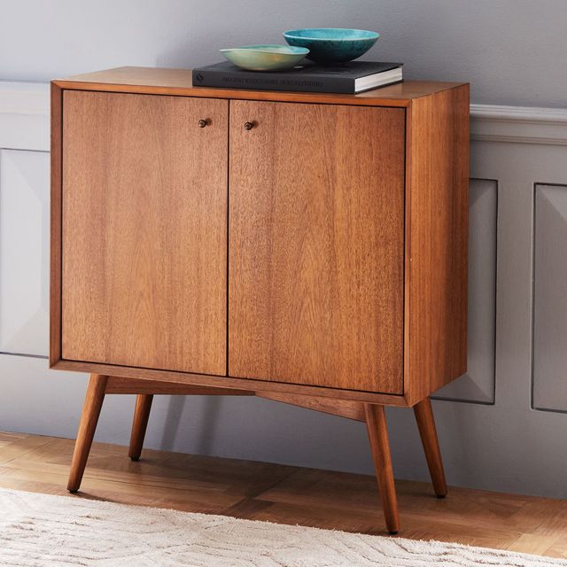 Wooden Mid Century Cabinet with Storage Modern Design Natural Color for Living Room School Home Office Use
