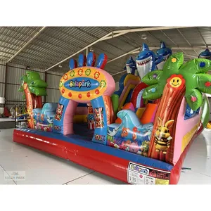 สไลเดอร์เป่าลมรูปฉลามขนาดใหญ่สำหรับสวนสนุก - Product Image 5