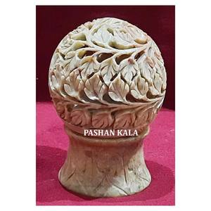 Belle pierre ollaire naturelle sculpture chauffe-plat bougie lampe feuille conception pour la décoration de la maison but indien grossiste et fournisseur - Product Image 1