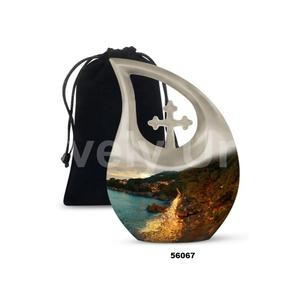 Urna de adulto de cremación de pavo real con gota de lágrima negra mate para cenizas humanas, urna cruzada de recuerdo decorativa con bolsa de terciopelo gratis - Product Image 5