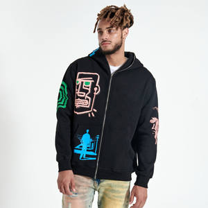 Sudaderas con capucha con cremallera y logotipo personalizado de cara completa de alta calidad poliéster impermeable largo y de punto para hombres temporada de invierno OEM MOQs bajos - Product Image 3