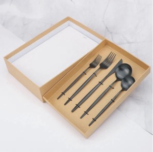 Affordable Black <b>Flatware</b> <b>Set</b> Knife Fork Spoon Stainless Steel Cutlery For Wedding Event Restaurant Hotel & Gift Use - Product Image 4