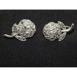 Orecchini a fiore in argento Sterling 925 Marcasite con motivi animali alla moda in oro per la festa di anniversario di fidanzamento di matrimonio - Product Image 2