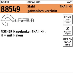 Anclaje de Acero para Clavos R 88549 Gancho FNA II 6x25 H 50 Unidades de Fischer - Product Image 1