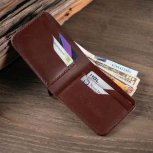 Cartera de cuero plegable delgada para hombre No.55 (color caoba) - Product Image 6