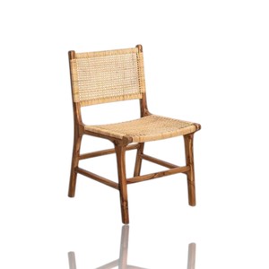 Chaise de café en bois de teck fabriquée en Indonésie et en rotin - Product Image 1