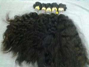 Natural indio crudo sin procesar suave y sedoso Remy Single Drawn Temple crudo indio virgen a granel cabello humano, cabello de trama brasileño - Product Image 2