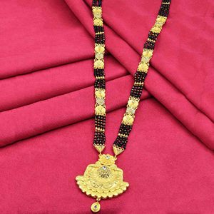 Gros Mode 24K Micro Or AD Pierre Long Pendentif Mangalsutra, Bijoux De Mariage Traditionnel Indien, Formant AD Mangalsutra. - Product Image 1