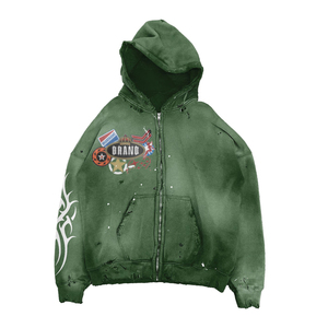 Pull à capuche personnalisé pour hommes en détresse délavé à l'acide Streetwear vintage léger mode soleil délavé 100% coton polaire d'hiver - Product Image 4