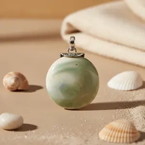 Collier pendentif en argent pour femmes, plaqué, style religieux, bijoux en pierre naturelle, forme personnalisable avec un charme en perle - Product Image 2