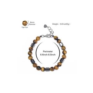 Braccialetto da donna in pietra naturale con combinazione di ematite occhio di tigre lunghezza regolabile - Product Image 4