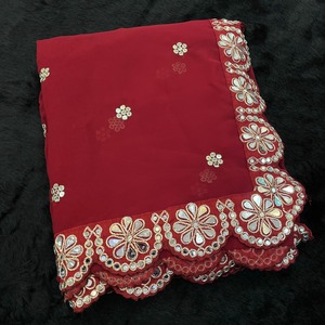 ชุดผ้าส่าหรีเนื้อนิ่มสุดพิเศษสำหรับผู้หญิงเสื้อผ้าบูติกอินเดียสีแดงชุดใส่ไปงานแต่งสุดหรู - Product Image 2