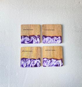 Posavasos para servir tazas de té multifuncionales de nuevo diseño de STAR Crafts India, resina epoxi y madera de acacia, alfombrilla para té, vajilla - Product Image 6