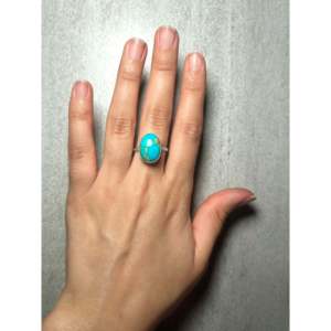 Bague sertie de pierres de turquoise Kingman, en argent sterling plaqué or rose 18 carats, fabrication Navajo, taille 7, cadeau, marque privée 'IS', licence - Product Image 4