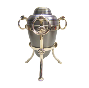 Urne pour cendres humaines pour adultes de qualité superfine avec support à base de feuilles, cercueil commémoratif funéraire en métal durable - Product Image 6