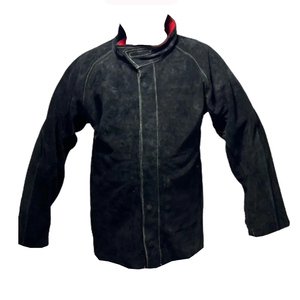 Veste de soudage en cuir suédé noir Vestes de sécurité au travail en cuir de vachette fendu robuste pour soudeurs Vestes de sécurité - Product Image 1
