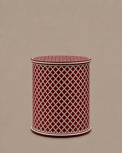 Mesa de Noche Redonda Moderna con 3 Cajones y Diseño de Panel Rojo y Blanco para Dormitorio o Habitación de Invitados - Product Image 2