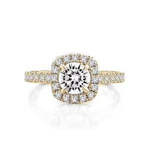 Diamants de laboratoire G-VS2, taille brillant rond, 0,90 ct, sur une bague de fiançailles classique en pavé, en or massif 14 carats, produit personnalisable - Product Image 2