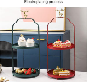Customized Two Tier <b>Cake</b> <b>Stand</b> With Red Matte And Customized Color Along With Easy Grip Metal Knob In Deer Shape - Product Image 2