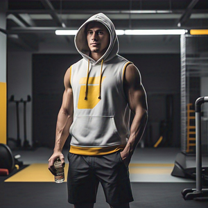 Workout Sublimation Sleeveless Hoodie Men's Sportswear Running Hood Pullover Heavyweight Sleeveless Sublimation Hoodie Men - Product Image 3