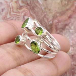 แหวนพลอยเพอริโดสีเขียวสี่ชิ้นแหวนของขวัญสุดหรูสำหรับผู้หญิงเด็กผู้หญิงเครื่องประดับเงินสเตอร์ลิง925งานแต่งงานขายส่งจำนวนมาก - Product Image 2