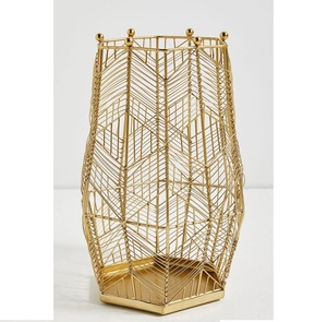 Gran oferta, cesta de almacenamiento de mimbre dorado de Metal, decoración del hogar, Cubo de almacenamiento Kitcehn de alta calidad de Metal dorado - Product Image 4