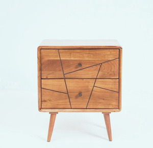 Mesita de noche Acme de madera maciza Elegance Serenity con dos cajones para dormitorio y sala de estar. - Product Image 2