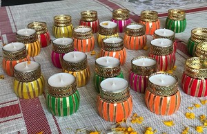 Dholak chauffe-plat bougeoirs mariage indien retour cadeaux maison jardin décor Diwali fête tendance pendaison de crémaillère en vrac faveur - Product Image 2