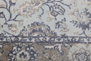 Style Antique Traditionnel Floral Oushak Aqua Noir Gris Sur Mesure Handloom Tapis Antidérapant en Soie Parfait pour la Décoration Intérieure - Product Image 2