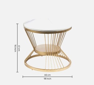 เฟอร์นิเจอร์บ้านหินอ่อนโลหะสำหรับห้องนั่งเล่นโต๊ะกาแฟทรงกลมเฟอร์นิเจอร์ทันสมัยโต๊ะซ้อนตกแต่งบ้าน - Product Image 3