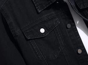 Veste en jean pour homme, veste en jean décontractée, déchirée, coupe ajustée, veste de camionneur extensible, manteau en jean décontracté classique - Product Image 3