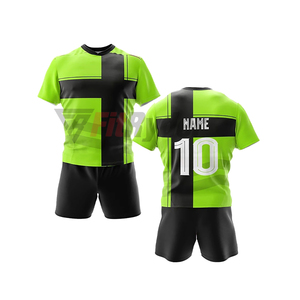 2024 Wholesale <b>Cheap</b> Price Breathable 100% Polyester Rugby Uniform Set Long Sleeve Jerseys Shorts Full Sublimation Printing OEM - Product Image 1