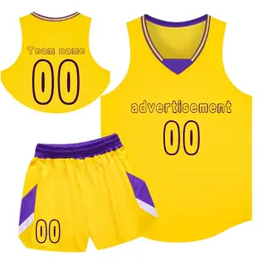 夏季定制标志快干篮球服升华缝制设计柔软涤纶青年篮球服