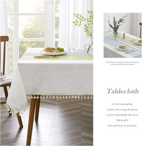 Embroidered Tablecloth for Dining Table,<b>Dust</b> Proof Spillproof Soil Resistant Cotton Linen Rectangle Table <b>Cloths</b> OEM - Product Image 2
