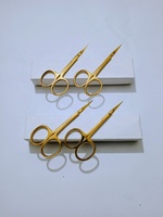 Ciseaux professionnels pour bébé en acier inoxydable plaqué or, lame courbée, logo personnalisé, instruments de beauté