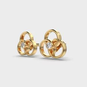 Trendy 10K Yellow Gold <b>Huggie</b> Hoop <b>Earrings</b> Lab Grown Diamond Fine Jewelry Top Quality Design for Export Sale - Product Image 1