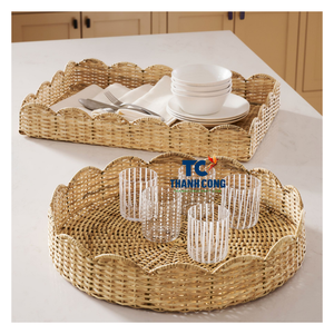 Vente en gros de plateau en rotin fait main du Vietnam plateau tissé rond naturel pour la décoration de la maison de service de table et l'utilisation de cadeaux - Product Image 1