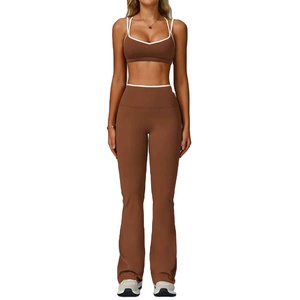 Conjunto Deportivo de Yoga de 2 Piezas para Mujer, Shorts de Cintura Alta, 100% Algodón, Transpirable y Ecológico - Product Image 1