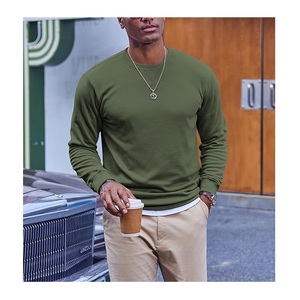Vente en gros Sweat-shirt élégant en coton 100% imperméable à l'eau pour hommes de couleur unie confortable de grande taille avec col à manches longues et aux épaules - Product Image 6
